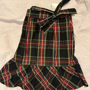 J. Crew Plaid Skirt with Bow Tie Belt - Black and Red